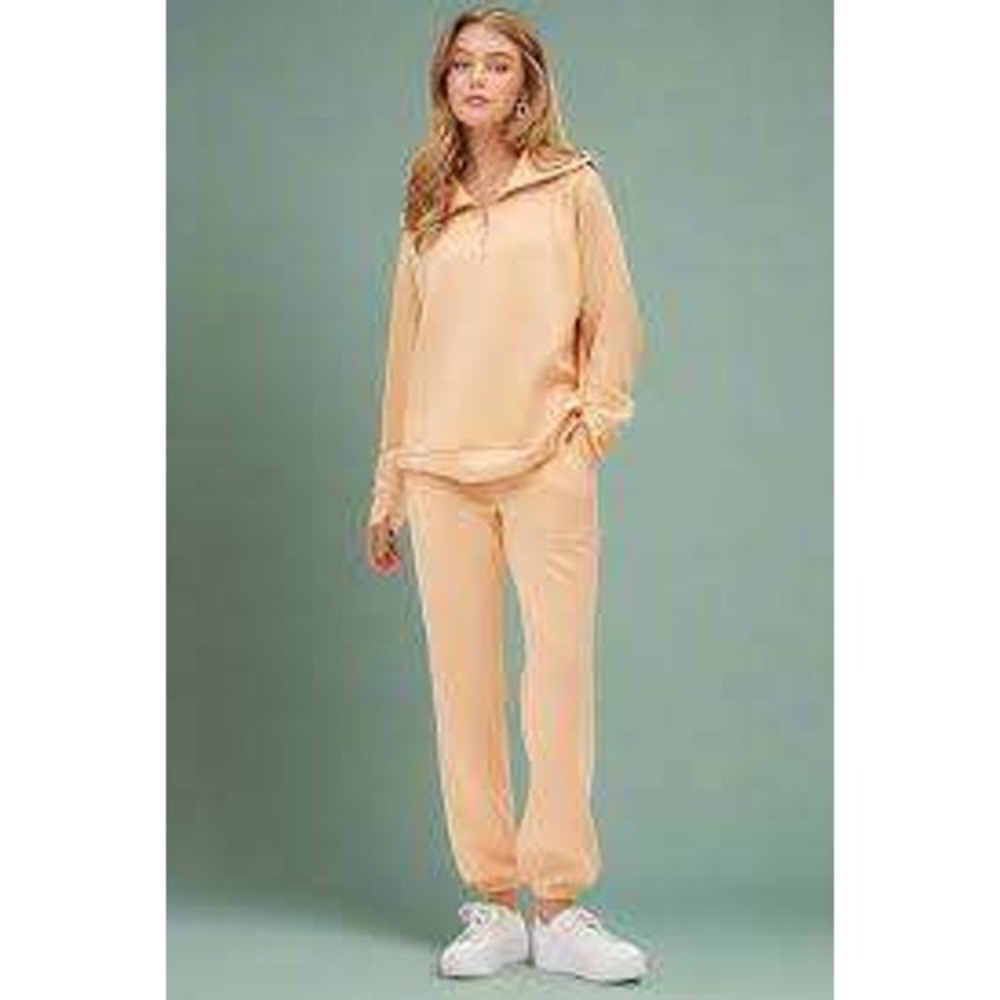 Dear Scarlett Travel Set Apricot Ice Quarter Zip Jogger Women Medium NEW NWT